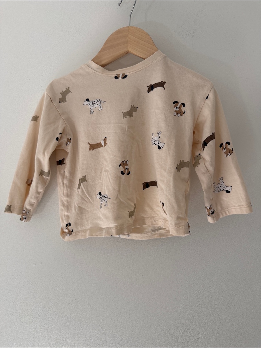 H&M Kids Beige Doggie Print Long-Sleeve Top Size 18 Months